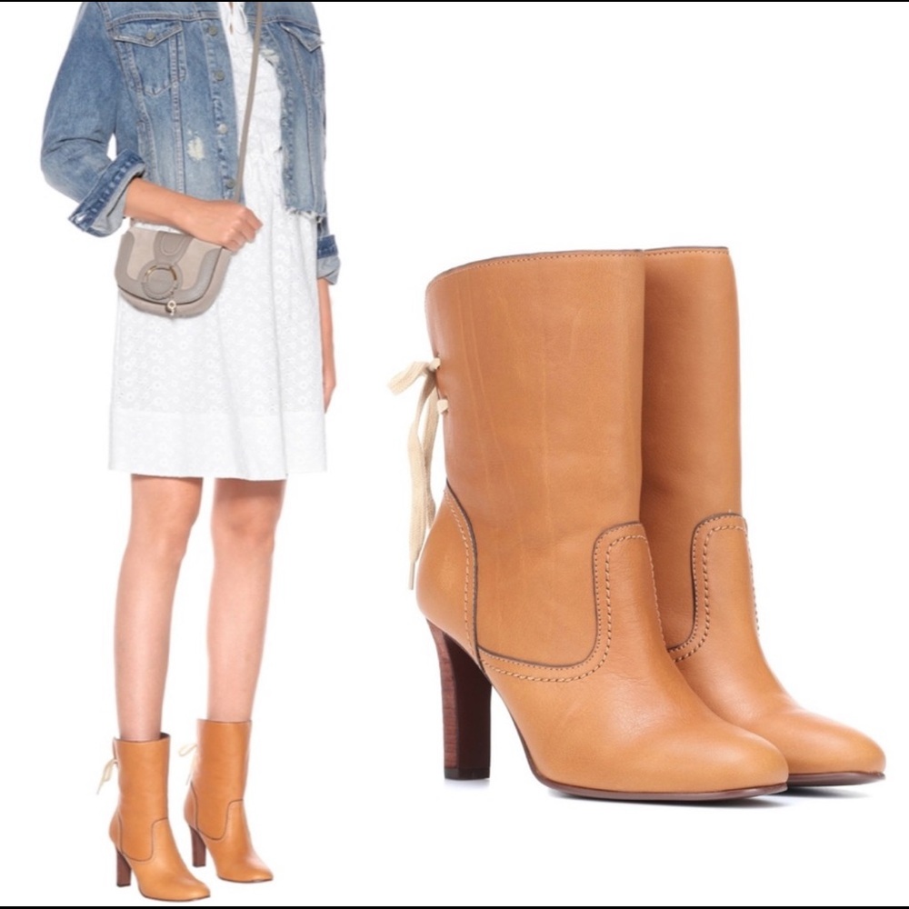 NOT FOR SALE see by Chloe Lara Lace Up Boots Tan Brown
